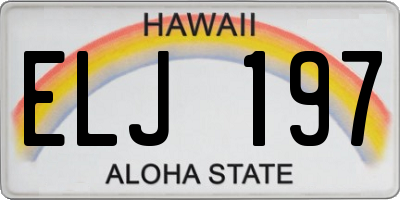 HI license plate ELJ197