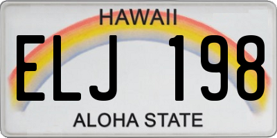 HI license plate ELJ198