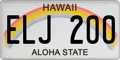 HI license plate ELJ200