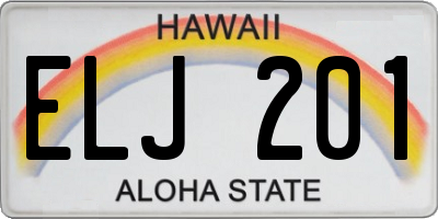 HI license plate ELJ201