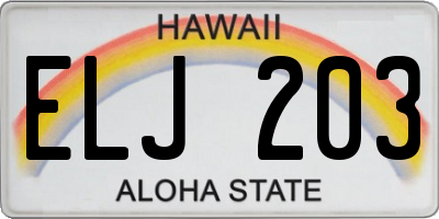 HI license plate ELJ203