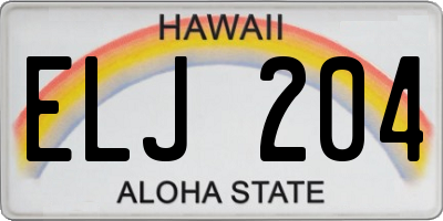 HI license plate ELJ204