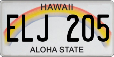 HI license plate ELJ205