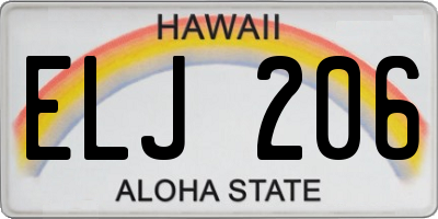 HI license plate ELJ206