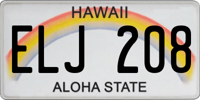 HI license plate ELJ208