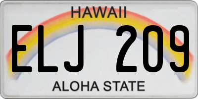 HI license plate ELJ209