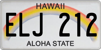HI license plate ELJ212