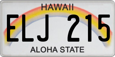 HI license plate ELJ215