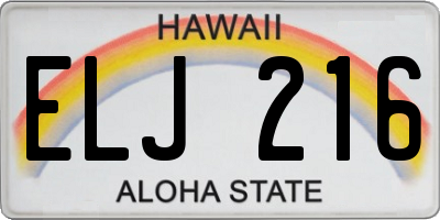 HI license plate ELJ216