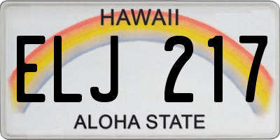 HI license plate ELJ217