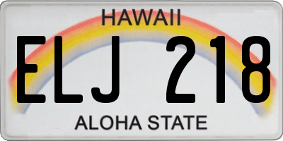 HI license plate ELJ218