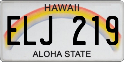 HI license plate ELJ219