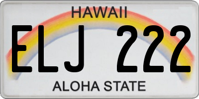 HI license plate ELJ222