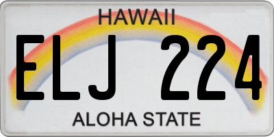 HI license plate ELJ224