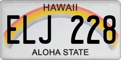 HI license plate ELJ228