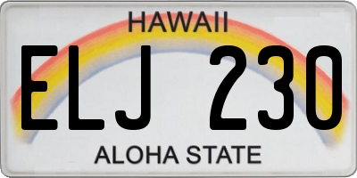 HI license plate ELJ230