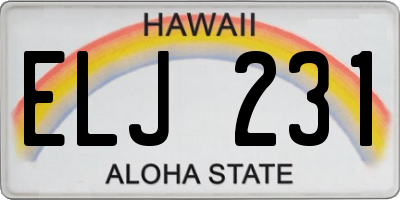 HI license plate ELJ231