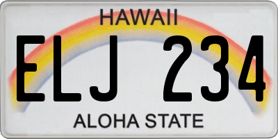 HI license plate ELJ234