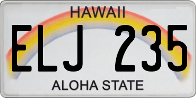 HI license plate ELJ235