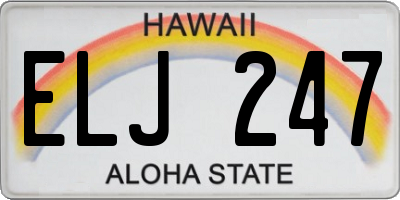 HI license plate ELJ247