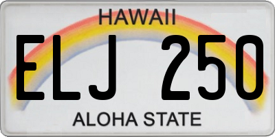 HI license plate ELJ250