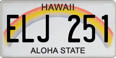HI license plate ELJ251
