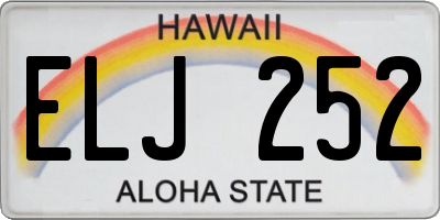 HI license plate ELJ252