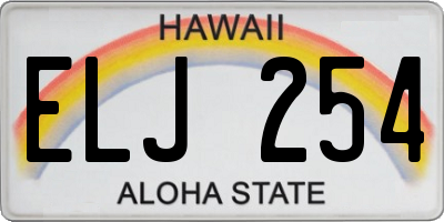 HI license plate ELJ254