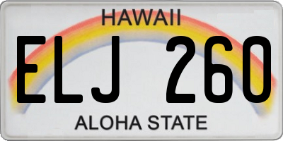 HI license plate ELJ260