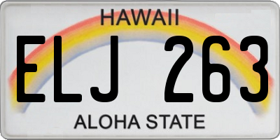 HI license plate ELJ263