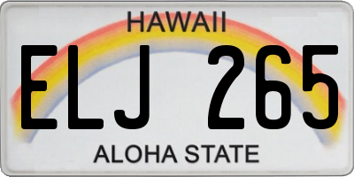 HI license plate ELJ265