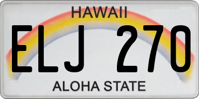 HI license plate ELJ270
