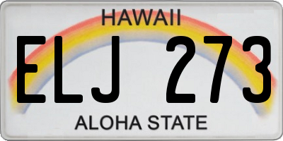 HI license plate ELJ273