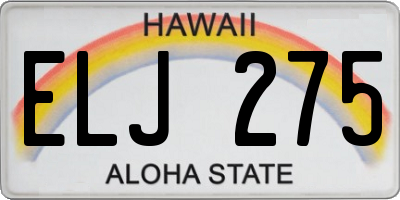 HI license plate ELJ275
