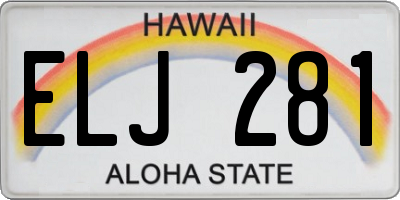 HI license plate ELJ281