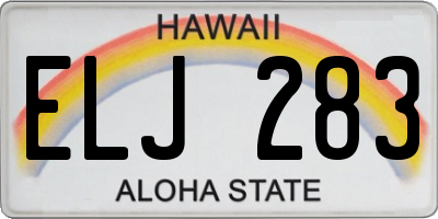 HI license plate ELJ283