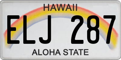 HI license plate ELJ287