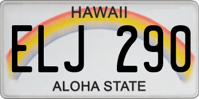 HI license plate ELJ290