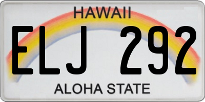 HI license plate ELJ292