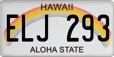HI license plate ELJ293