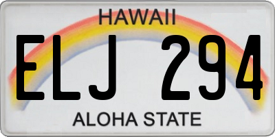 HI license plate ELJ294
