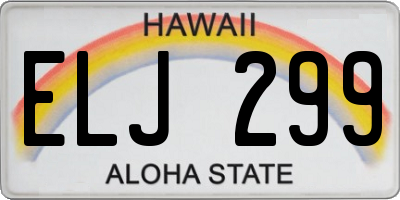 HI license plate ELJ299