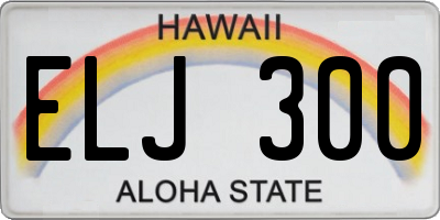 HI license plate ELJ300