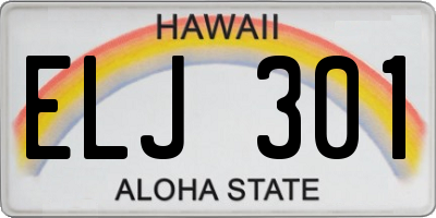HI license plate ELJ301