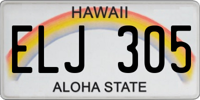 HI license plate ELJ305