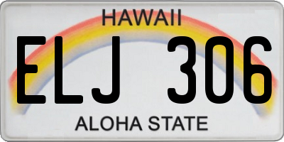 HI license plate ELJ306
