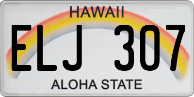 HI license plate ELJ307
