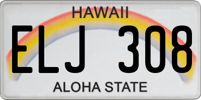 HI license plate ELJ308