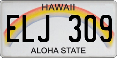 HI license plate ELJ309