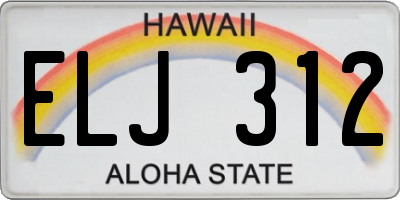 HI license plate ELJ312